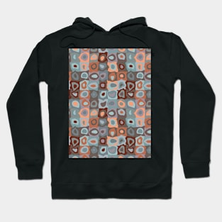 Arizona Turquoise - Retro Geometric Wobbly Square Grid Pattern Hoodie